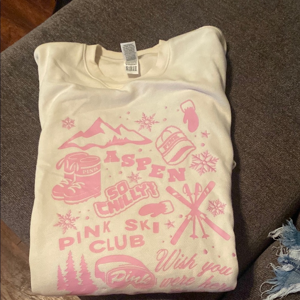 PINK Victoria's Secret Long Sleeve Tee Pink and White